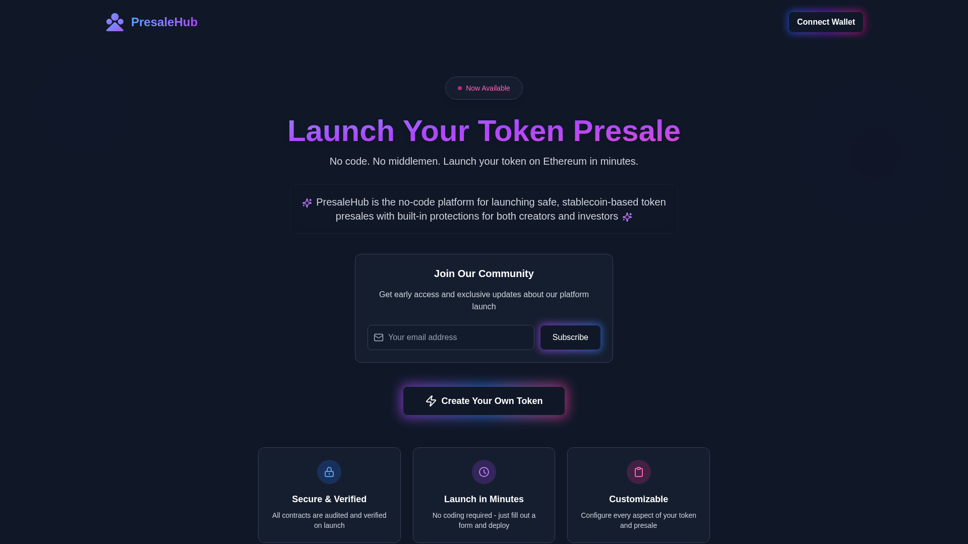 PresaleHub screenshot